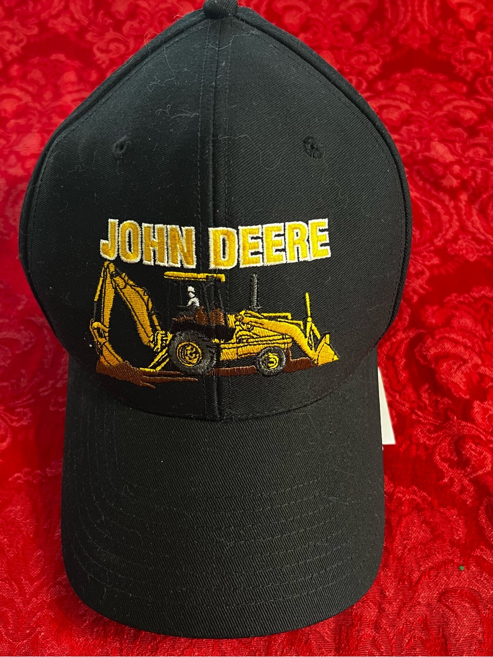 John Deere Black Snapback Hat Backhoe Embroidered Cap Nothing Runs Like A Deere